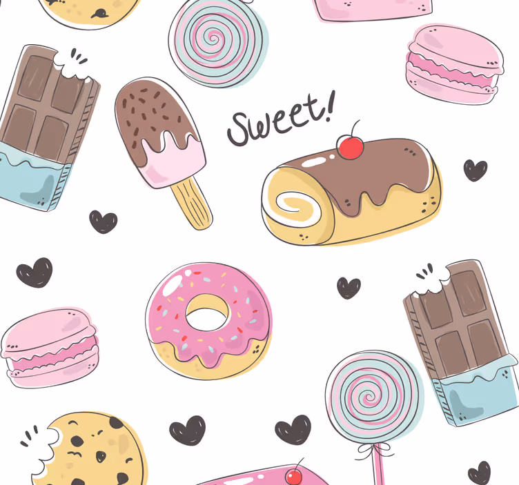 디저트 테마 주방 벽지 - TenStickers