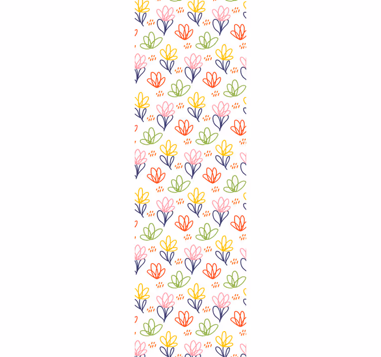 꽃이 있는 벽지 꽃 낙서 패턴 - TenStickers