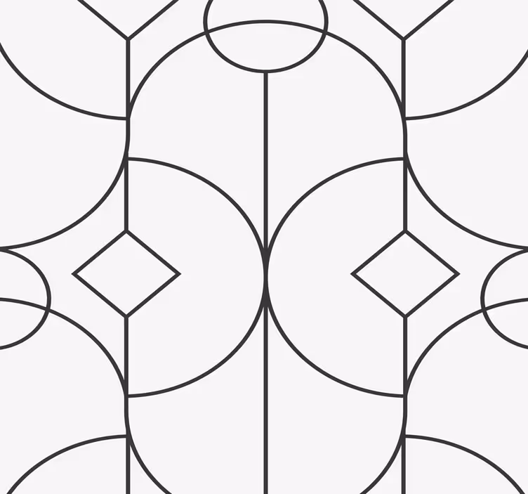 기하학적 벽지 회색 선형 예술 작품 - TenStickers