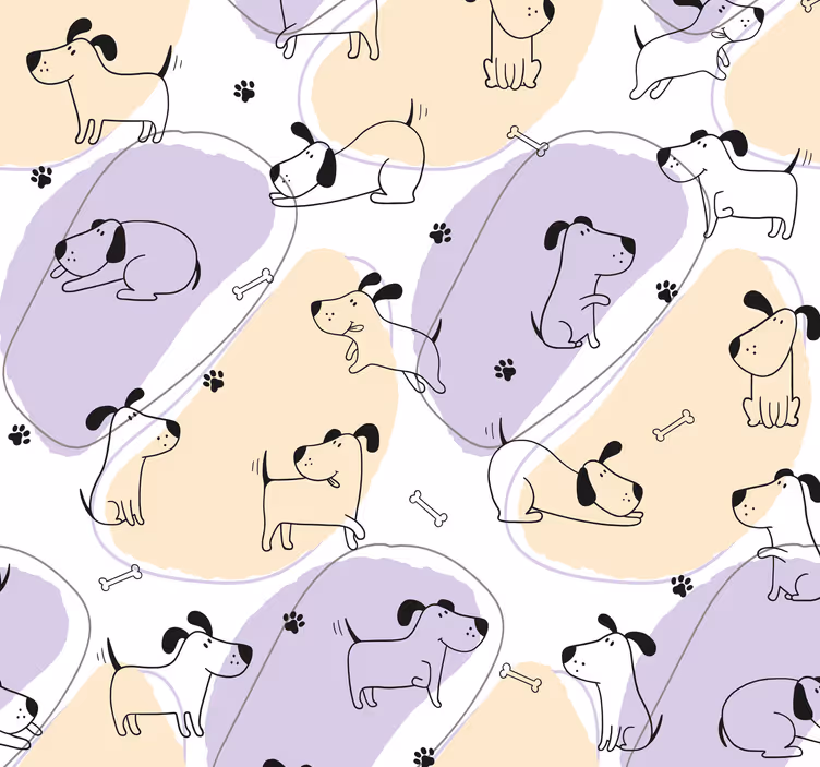 개가있는 벽지 노르딕 개 무늬 - TenStickers