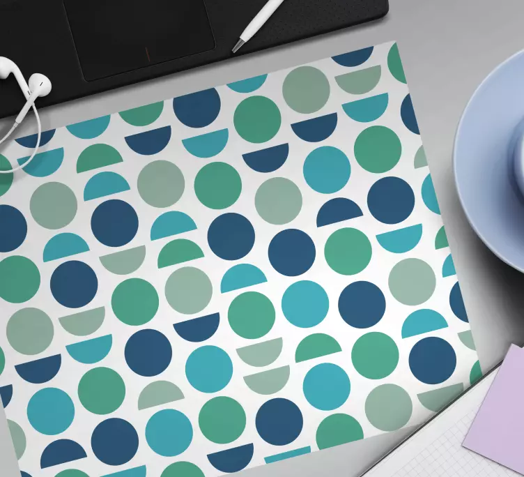 70 년대 파란색과 녹색 원 마우스 패드 패턴 - TenStickers