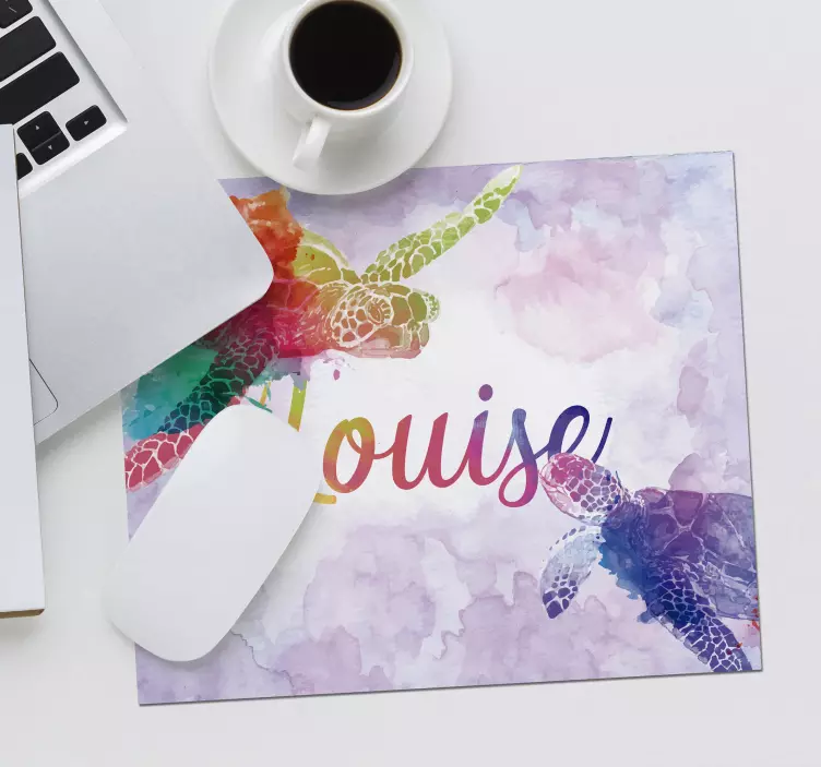 이름 마우스 매트와 함께 화려한 거북이 - TenStickers