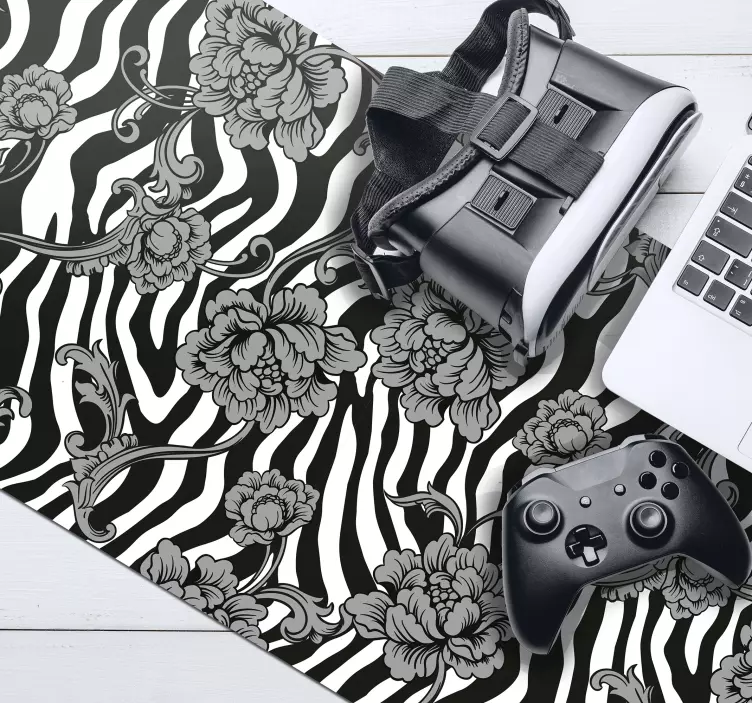 플로럴 지브라 프린트 마우스 패드 - TenStickers