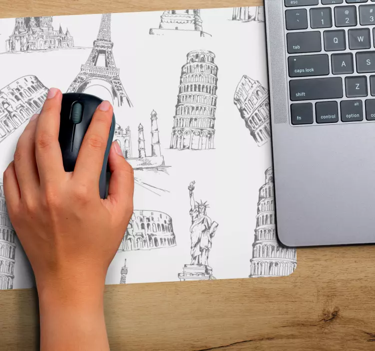 가장 유명한 기념물 패턴 마우스 패드 - TenStickers