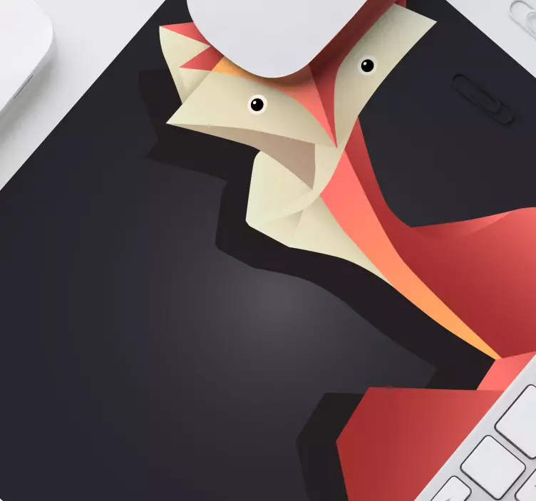 종이 접기 오렌지 여우 마우스 패드 - TenStickers