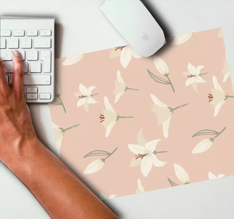 릴리 누드 배경 꽃 마우스 패드 - TenStickers
