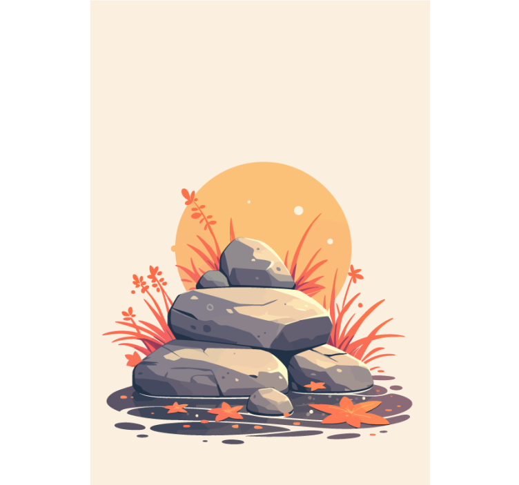 화장실 블라인드 물 위의 돌 - TenStickers