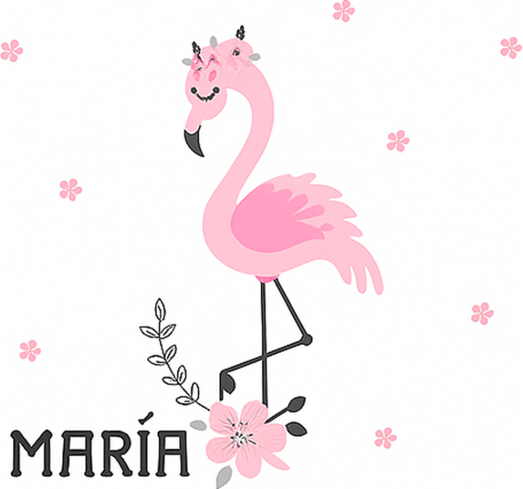 아동용 블라인드 이름이 적힌 핑크 플라멩코 - TenStickers