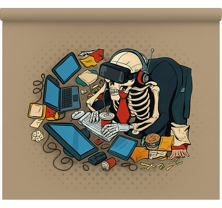 괴짜 블라인드 스켈레톤 레트로 게이머 - TenStickers