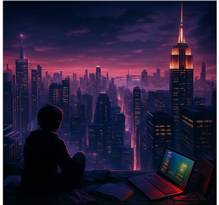 괴짜 블라인드 미래지향적 스카이스케이퍼 게이머 뷰 - TenStickers