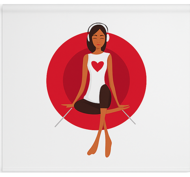 청소년용 블라인드 음악을 듣는 소녀 - TenStickers