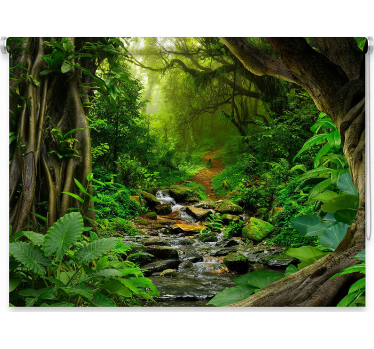 나무가 있는 블라인드 열대 우림 오아시스 - TenStickers