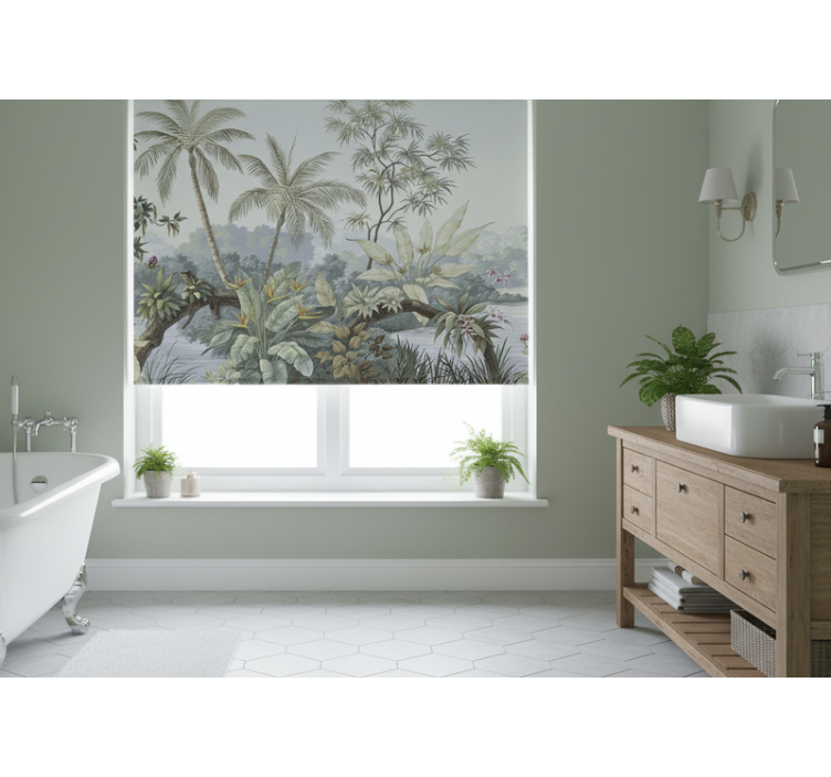 나무가 있는 블라인드 열대야자 오아시스 - TenStickers