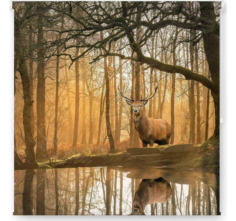 나무가 있는 블라인드 황금사슴호수 - TenStickers