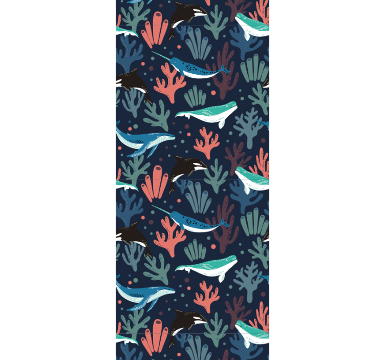 아동용 블라인드 푸른 배경의 생동감 넘치는 바다 동물 - TenStickers