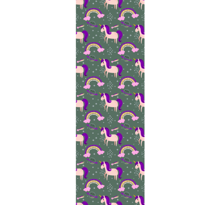 아동용 블라인드 분홍과 초록 유니콘 - TenStickers