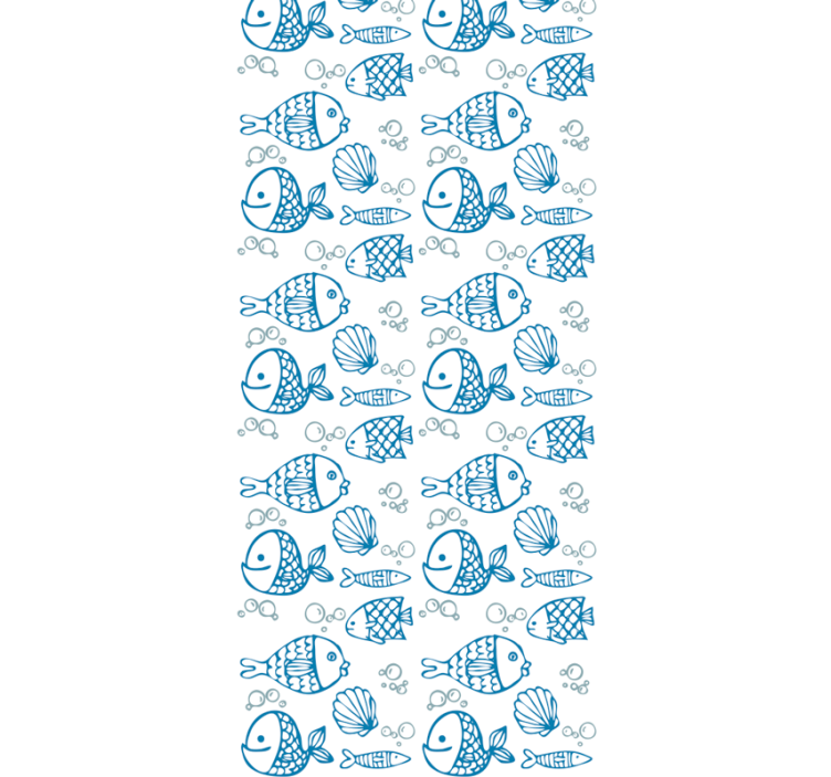 아동용 블라인드 - 흰 배경에 그려진 파란 물고기 - TenStickers