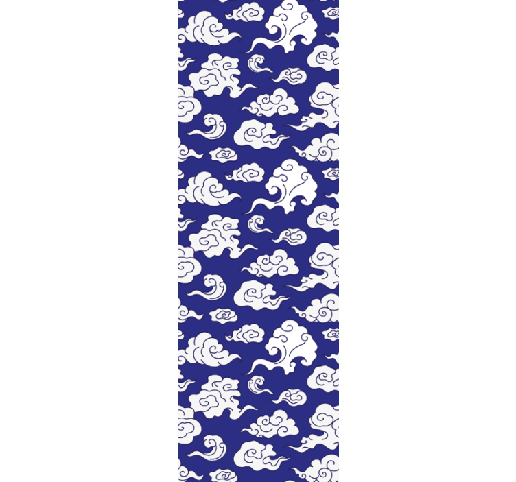 모던 블라인드 흰 구름 실루엣 파란 배경 - TenStickers