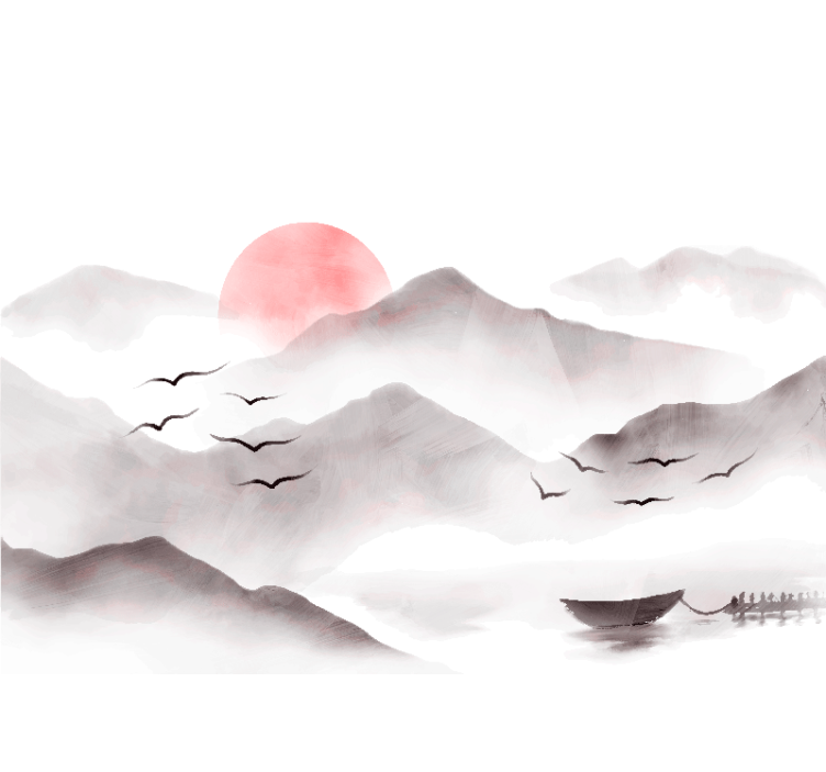 화이트 블라인드 수채화 산景 - TenStickers