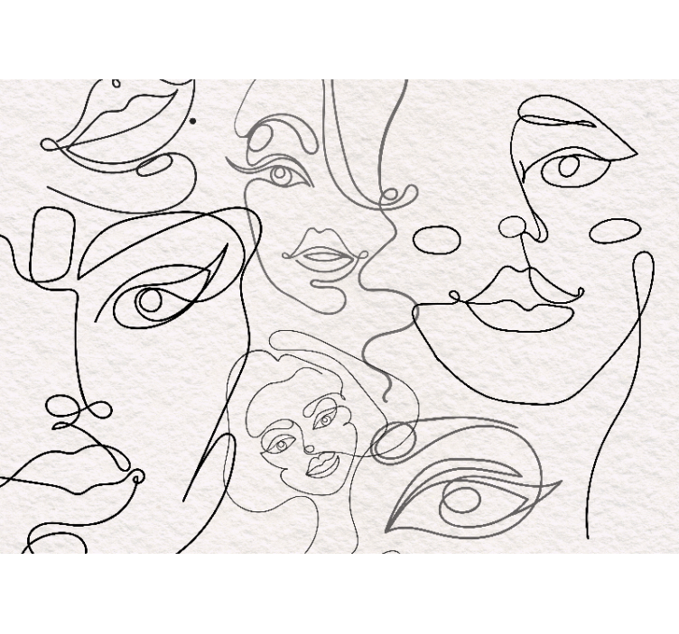 화이트 블라인드 미니멀리스트 얼굴 선화 - TenStickers
