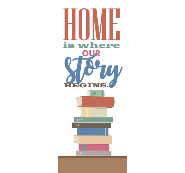 텍스트가 있는 블라인드 집 이야기는 여기서 시작됩니다 - TenStickers