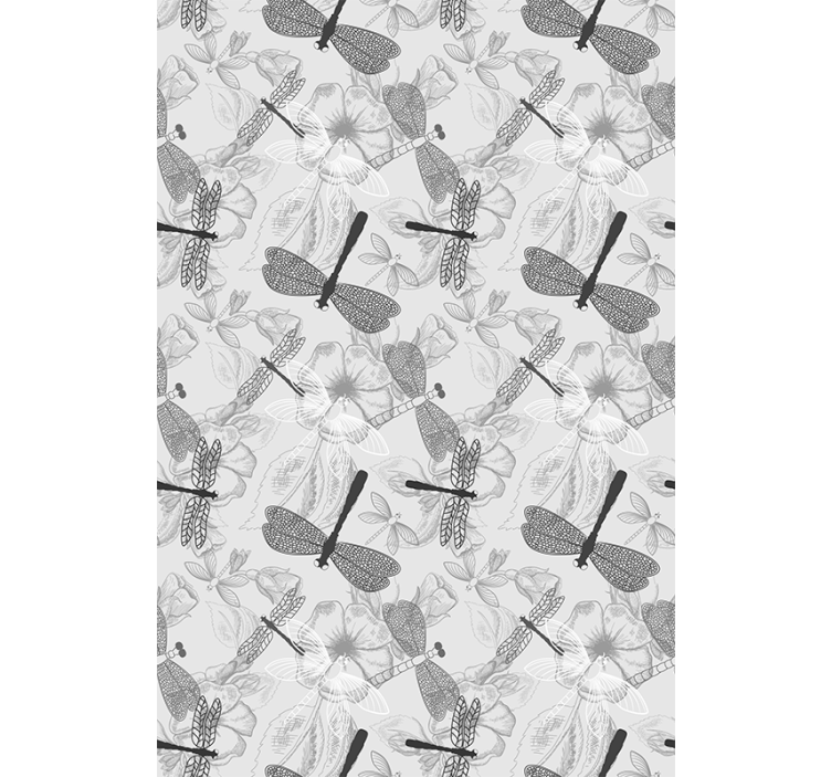 꽃과 식물이 있는 블라인드 드래곤플라이와 꽃 - TenStickers