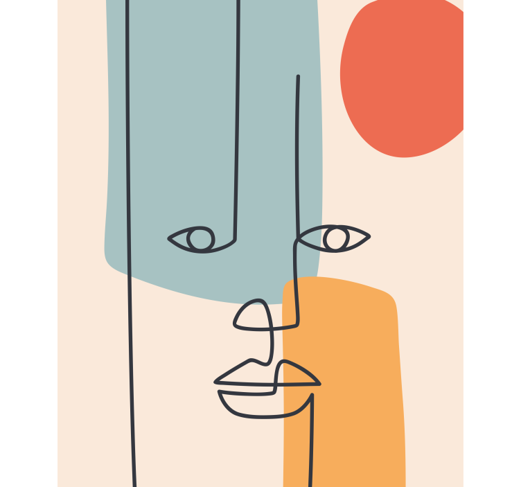 패턴 블라인드 추상 얼굴 윤곽 - TenStickers