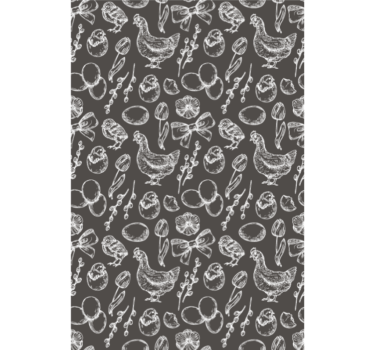 동물이 있는 블라인드 매력적인 닭 패턴 - TenStickers