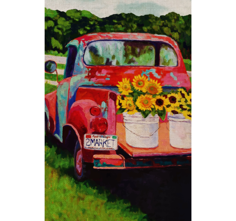 플로럴 블라인드 빈티지 트럭 부케 - TenStickers