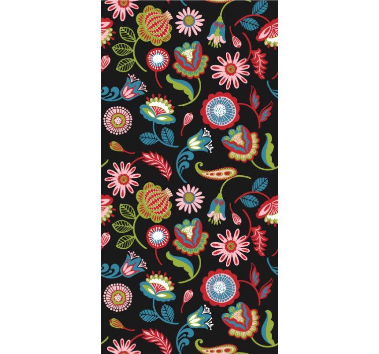 다채로운 민속 패턴 꽃 블라인드 - TenStickers