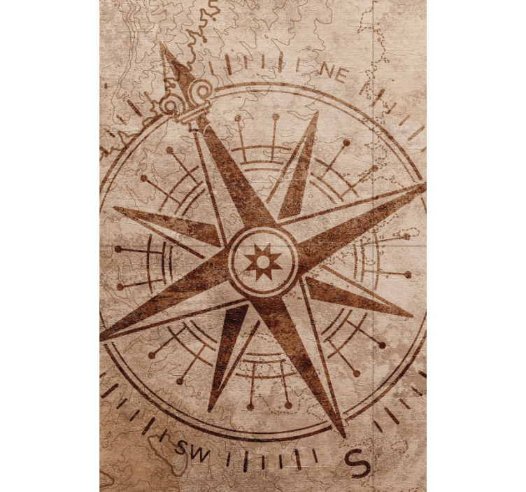 세계 지도 블라인드 빈티지 나침반 디자인 - TenStickers