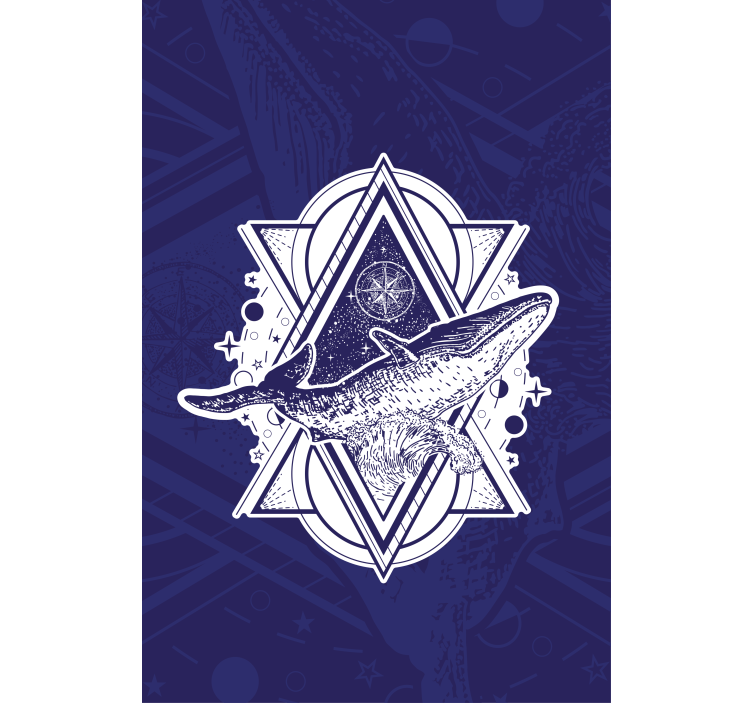 동물이 있는 블라인드 거대한 고래 실루엣 - TenStickers