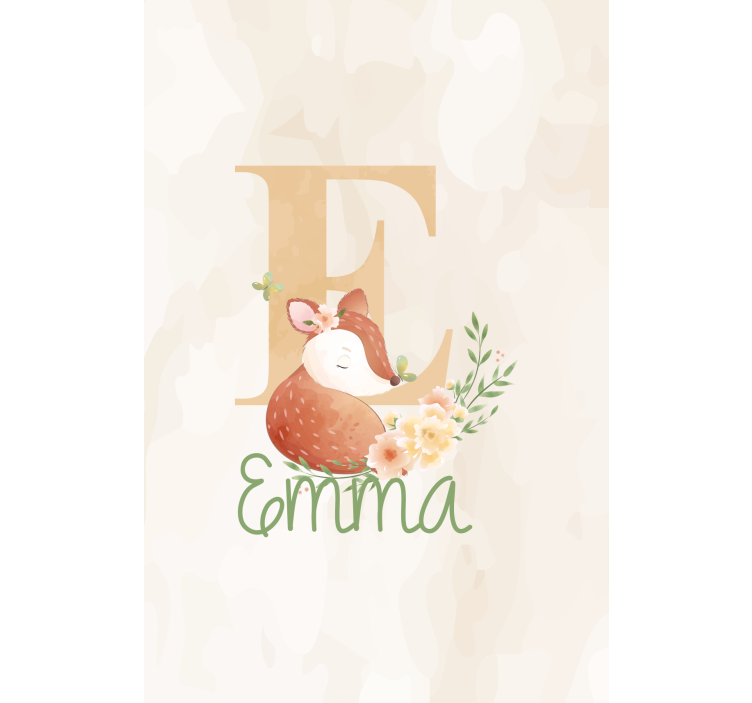 아동용 블라인드 여우와 이름이 새겨진 디자인 - TenStickers