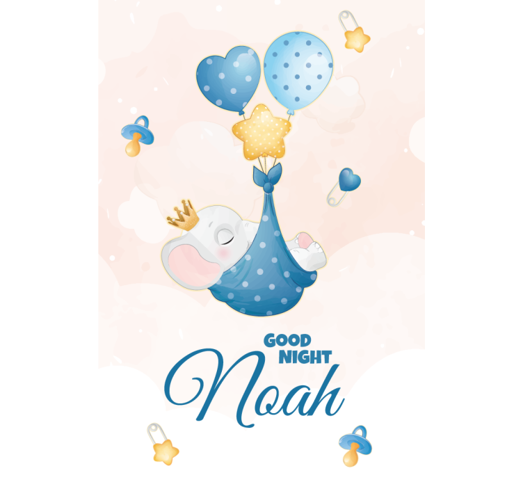 형식에 대한 블라인드 이름이 있는 굿나잇 코끼리 - TenStickers