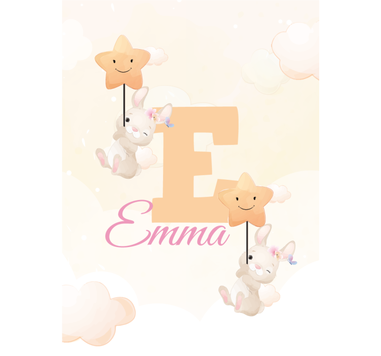 아동용 블라인드 별과 함께하는 이름이 있는 토끼 - TenStickers