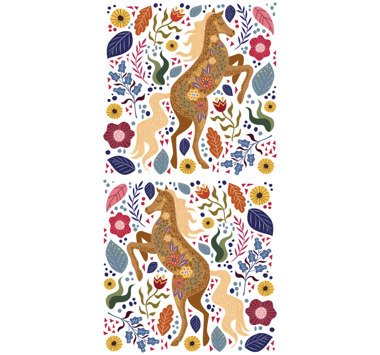 야생마 민속 그림 꽃 블라인드 - TenStickers