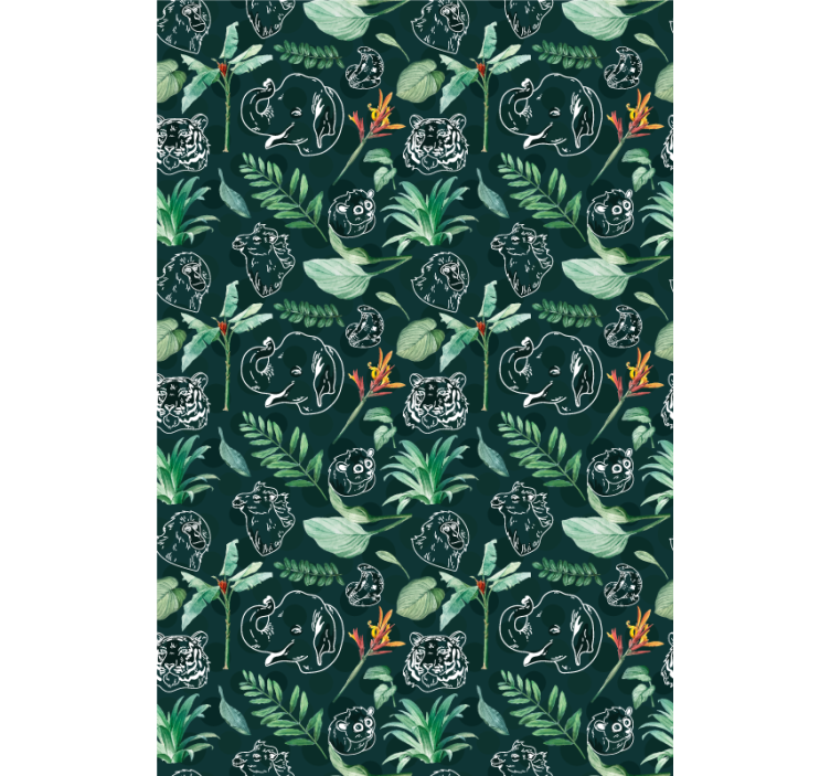 동물이 있는 블라인드 동물 스케치 플로럴 - TenStickers