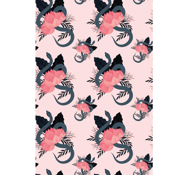 꽃과 식물이 있는 블라인드 꽃과 뱀 디자인 - TenStickers