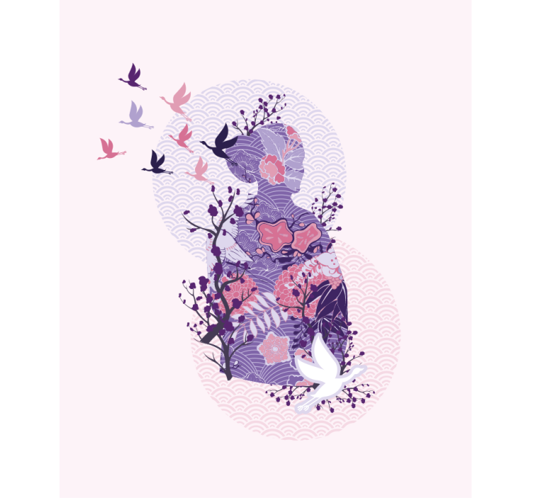 꽃과 식물이 있는 블라인드 꽃 실루엣 아트 - TenStickers