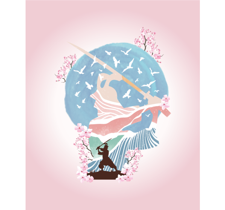 패턴 블라인드 우아한 사무라이 실루엣 - TenStickers