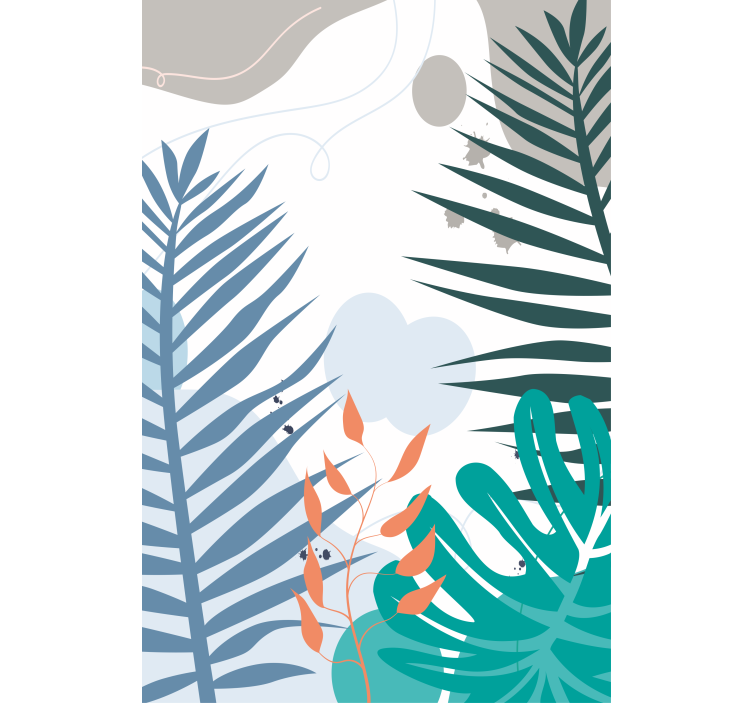 꽃과 식물이 있는 블라인드 열대 대형 잎 - TenStickers