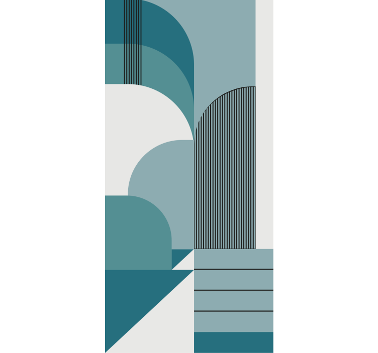 파란색 기하학적 도시 디자인 욕실 블라인드 - TenStickers