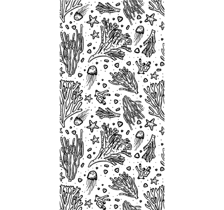 동물이 있는 블라인드 해양 생물 패턴 - TenStickers