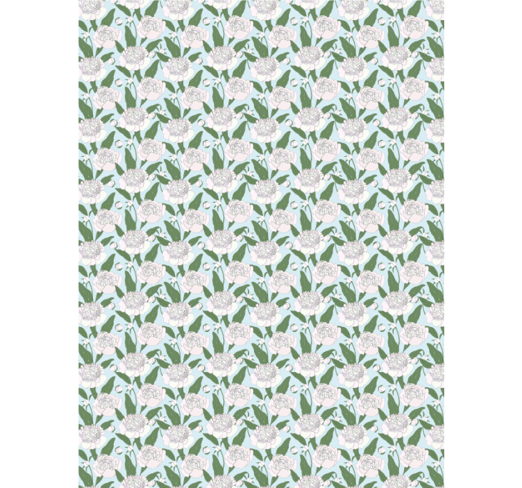 꽃과 식물이 있는 블라인드 백색 모란 패턴 - TenStickers