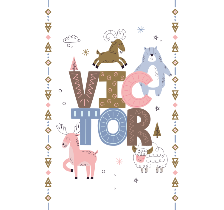 스칸디나비아 스타일 블라인드 아동 동물 디자인 이름 포함 - TenStickers