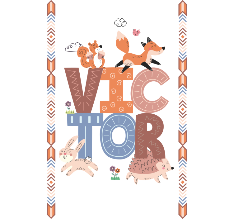 아동용 블라인드 숲속 동물 이름이 있는 디자인 - TenStickers