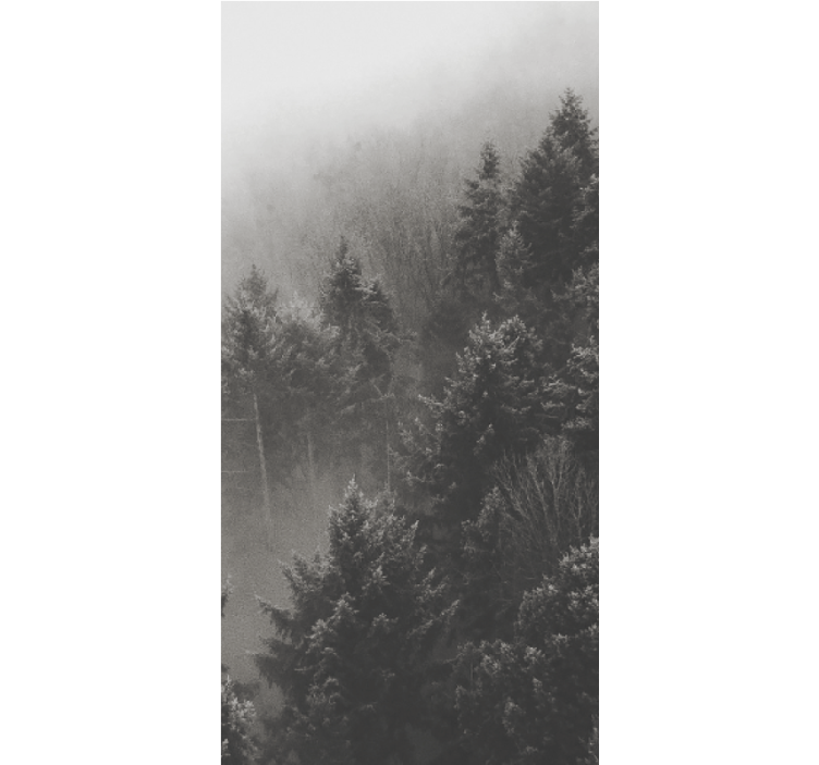 나무가 있는 블라인드 회색 숲 실루엣 - TenStickers