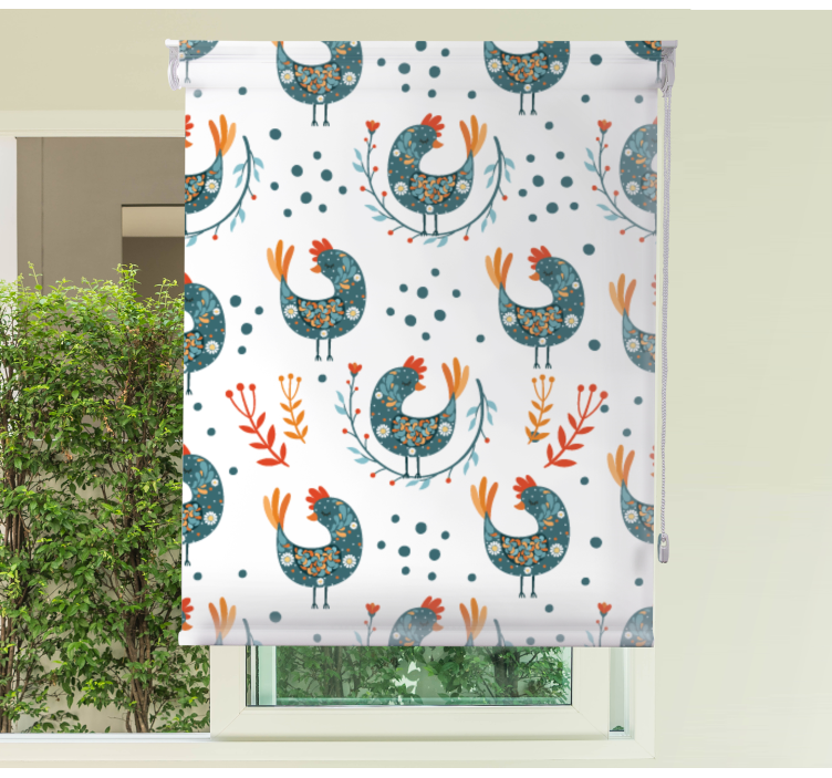 동물이 있는 블라인드 파란 깃털의 닭 - TenStickers