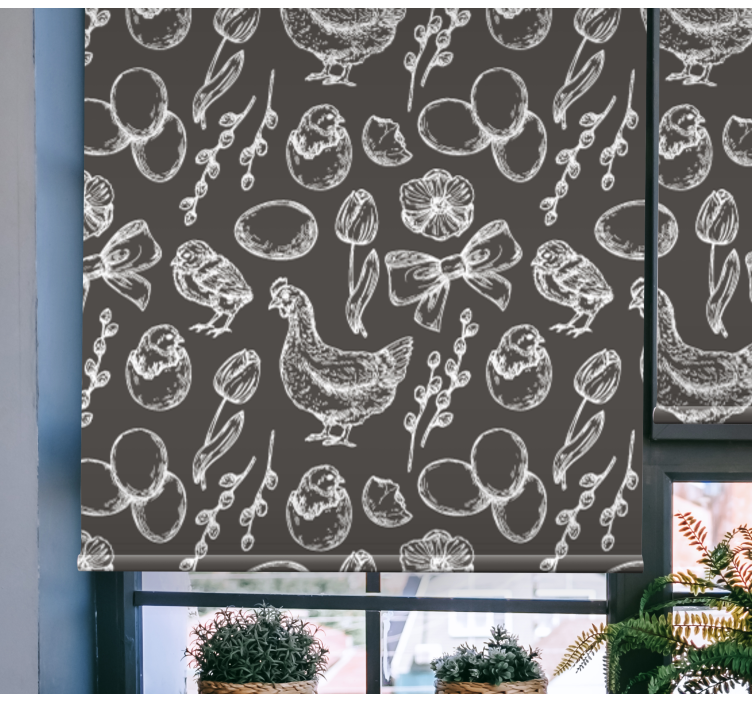 동물이 있는 블라인드 매력적인 닭 패턴 - TenStickers