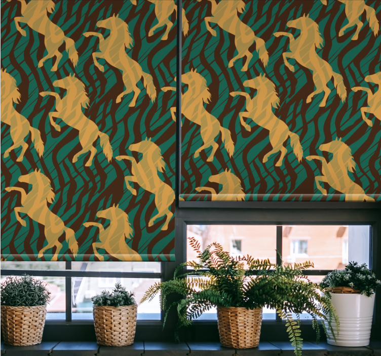 동물이 있는 블라인드 황금 말이 달리는 모습 - TenStickers